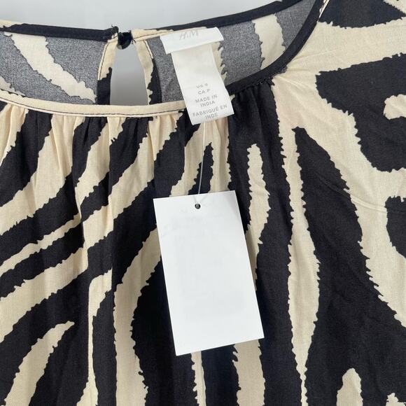 H&M Dress Size Small Zebra NWT Patterned Animal Print Midi Maxi Black Cream - Picture 7 of 15